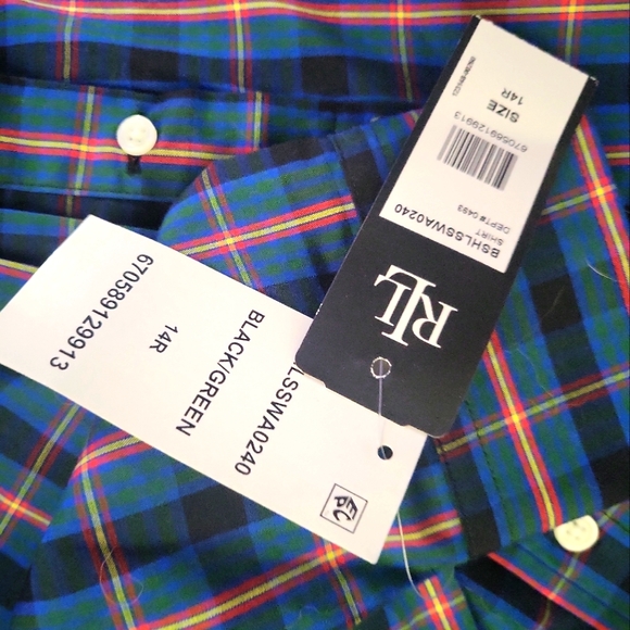 NWT Lauren Ralph Lauren Plaid Crest Button Down Shirt Boys Size 14 - Picture 2 of 8